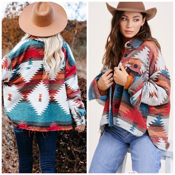 Last S then sold out! 5 Star Rated New Boho Aztec Southwest High Low Jacket - Picture 2 of 11